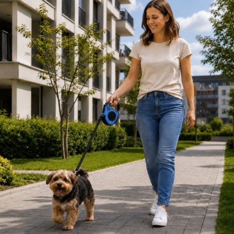 Smycz automatyczna dla psa taśma z blokadą mocna lekka zwijana 5m 15kg