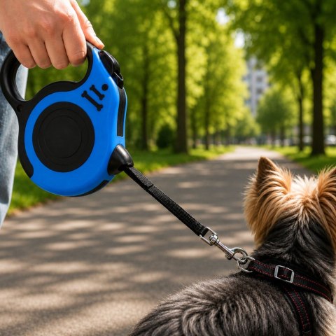 Smycz automatyczna dla psa taśma z blokadą mocna lekka zwijana 5m 15kg