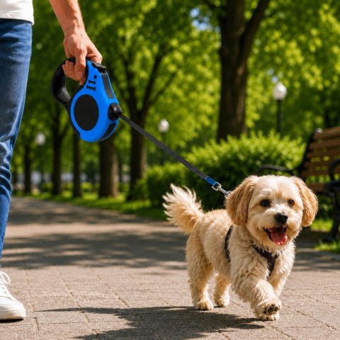 Smycz automatyczna dla psa taśma z blokadą mocna lekka zwijana 5m 15kg
