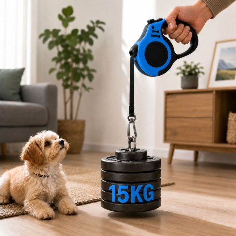Smycz automatyczna dla psa taśma z blokadą mocna lekka zwijana 5m 15kg