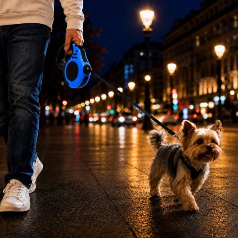 Smycz automatyczna dla psa taśma z blokadą mocna lekka zwijana 5m 15kg