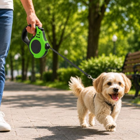 Smycz automatyczna dla psa taśma z blokadą mocna lekka zwijana 5m 15kg