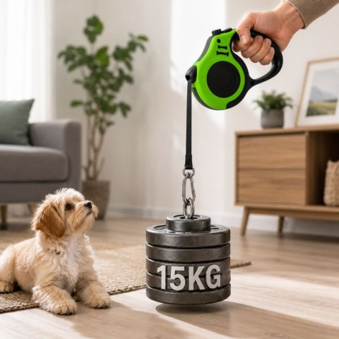 Smycz automatyczna dla psa taśma z blokadą mocna lekka zwijana 5m 15kg