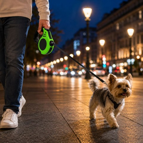 Smycz automatyczna dla psa taśma z blokadą mocna lekka zwijana 5m 15kg