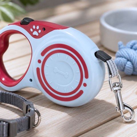 Smycz mocna automatyczna z blokadą dla psa taśma wytrzymała długa 5m 15kg