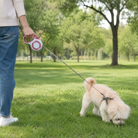 Smycz mocna automatyczna z blokadą dla psa taśma wytrzymała długa 5m 15kg