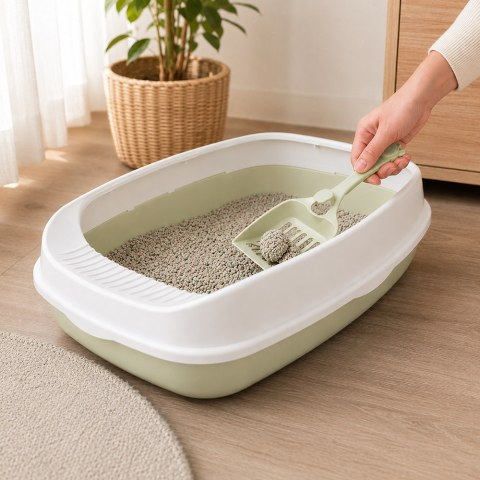 Soldna kuweta dla kota otwarta z ramką toaleta na żwirek + łopatka duża