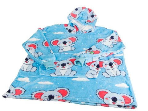 Ciepła bluza koala koc oversize xxl 2w1 gruba futrzak miękka z kapturem