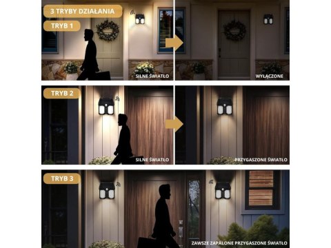 Lampa solarna z czujnikiem zmierzchu ruchu 3 tryby wodoodporna 1200lm