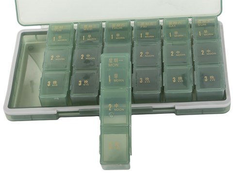 Pojemnik na leki tabletki pudełko pory dnia lekarstwa kasetka tygodniowy