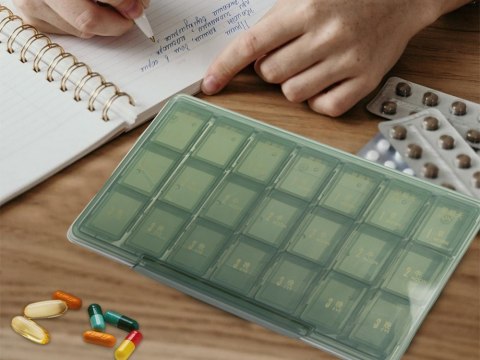 Pojemnik na leki tabletki pudełko pory dnia lekarstwa kasetka tygodniowy