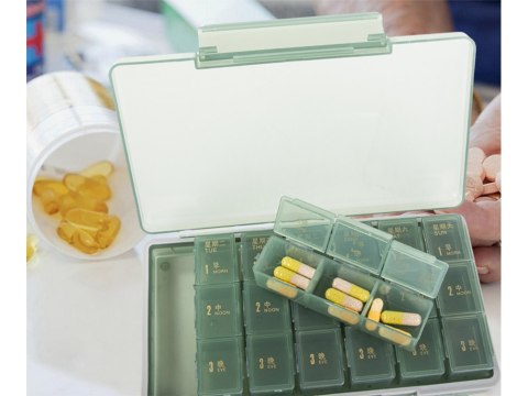 Pojemnik na leki tabletki pudełko pory dnia lekarstwa kasetka tygodniowy