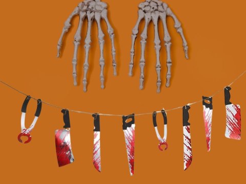Girlanda halloween 2m noże narzędzia tasak zakrwawione dekoracja halloween