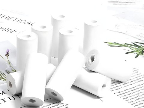 Papier termiczny do mini drukarki samoprzylepny 55 mm 5 rolek szybki druk