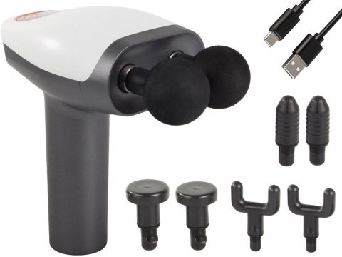 Pistolet do masażu bezprzewodowy lcd mocny zestaw 8 końcówek do pleców