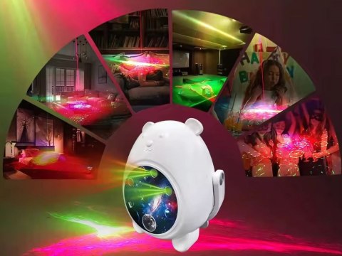 Projektor niedźwiadek lampka nocna rzutnik laserowy led pilot uniwersalny