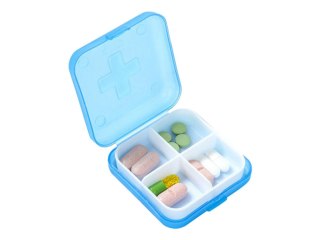 Pojemnik pudełko kasetka na leki suplementy tabletki podróżny 4 przegródki