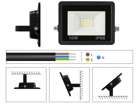 Naświetlacz halogen reflektor led 10w 6000k zewnętrzny wodoodporny ip66