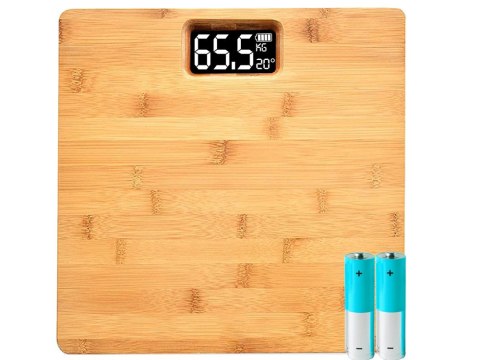 Waga łazienkowa elektroniczna bambusowa cyfrowa lcd temperatura 180kg