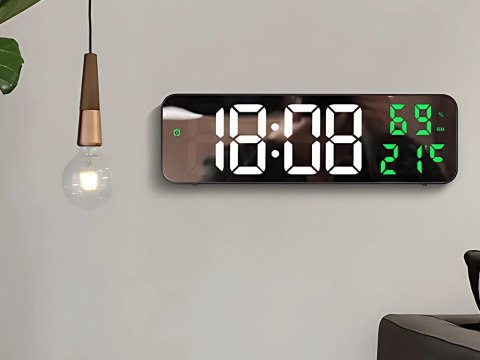 Zegar elektroniczy cyfrowy led budzik termometr lustro stojący usb baterie