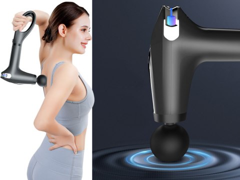 Pistolet do masażu pleców ciała nóg masażer mocny massage gun 4 końcówki