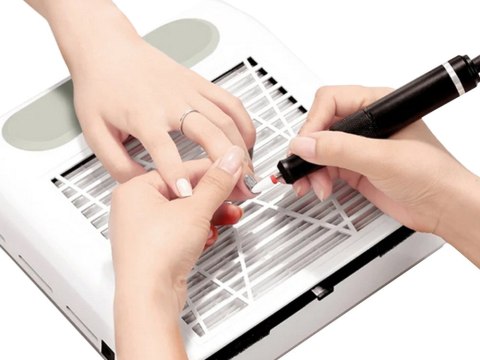 Pochłaniacz pyłu do paznokci bezworkowy kasetowy manicure 80w z filtrem