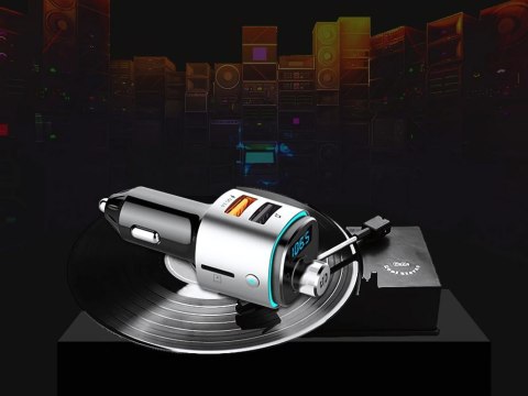 Transmiter bluetooth fm ładowarka samochodowa szybka 2x usb podświetlenie
