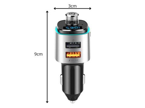 Transmiter bluetooth fm ładowarka samochodowa szybka 2x usb podświetlenie