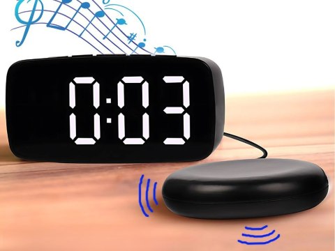 Budzik zegar elektroniczny z padem wibracyjnym led alarm cyfrowy sieciowy