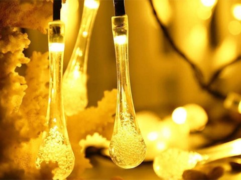 Lampki światełka solarne ogrodowe girlanda sople na taras balkon 100 led