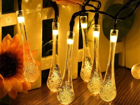 Lampki światełka solarne ogrodowe girlanda sople na taras balkon 100 led