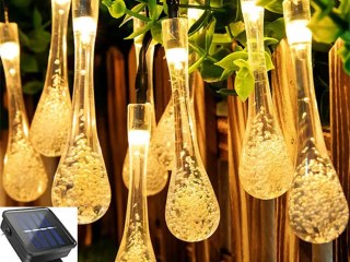 Lampki światełka solarne ogrodowe girlanda sople na taras balkon 20 led