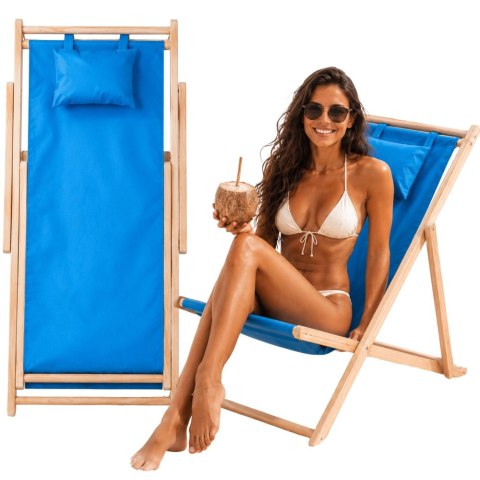 Leżak drewniany leżaki plażowy składany ogrodowy poduszka fotel na plażę