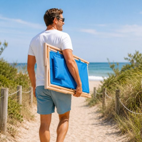 Leżak drewniany leżaki plażowy składany ogrodowy poduszka fotel na plażę
