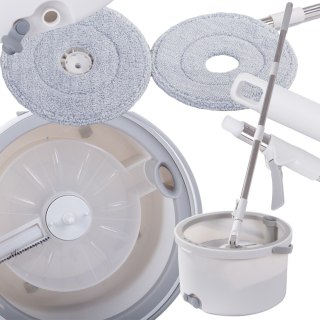 Mop obrotowy rotacyjny 360 spin wiadro zestaw 2x nakładki mikrofibra