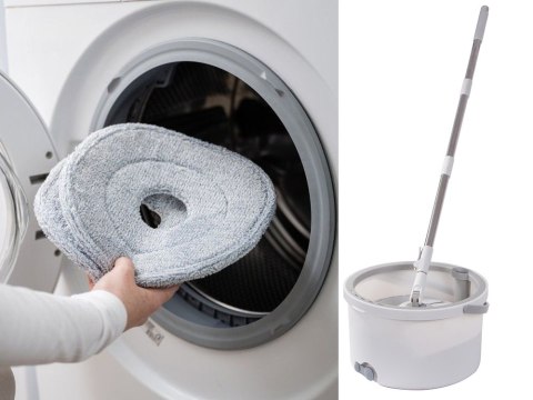 Mop obrotowy rotacyjny 360 spin wiadro zestaw 2x nakładki mikrofibra