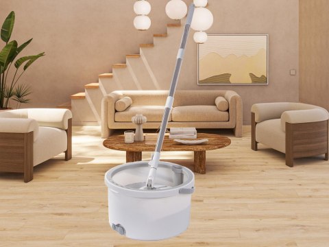 Mop obrotowy rotacyjny 360 spin wiadro zestaw 2x nakładki mikrofibra