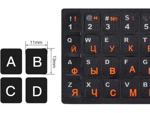 Naklejki nakładki nalepki na klawiaturę laptopa pc qwerty cyrlica 11x13mm
