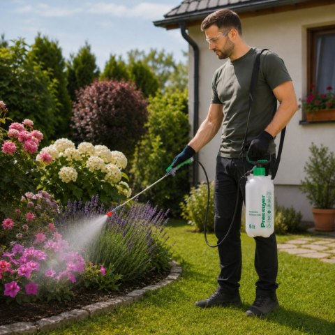 Opryskiwacz ciśnieniowy ręczny ogrodowy spryskiwacz 5 l + pasek na ramię