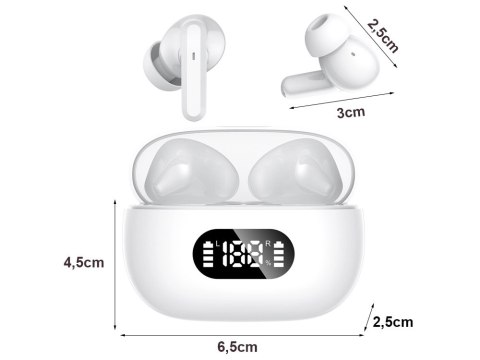 Słuchawki douszne bluetooth bezprzewodowe z etui ładującym led i mikrofonem