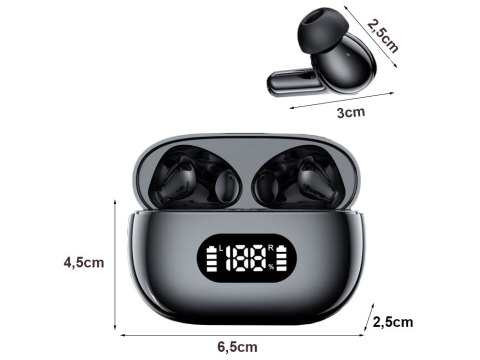 Słuchawki douszne bluetooth bezprzewodowe z etui ładującym led i mikrofonem