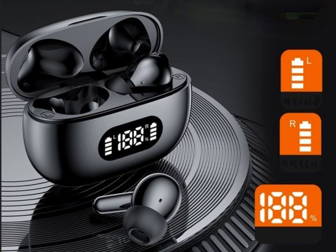 Słuchawki douszne bluetooth bezprzewodowe z etui ładującym led i mikrofonem