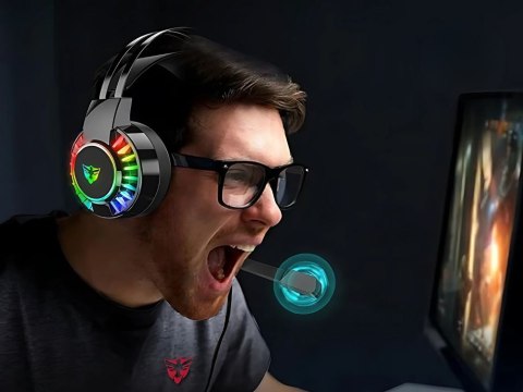 Słuchawki gamingowe 7.1 rgb przewodowe nauszne dla graczy led z mikrofonem
