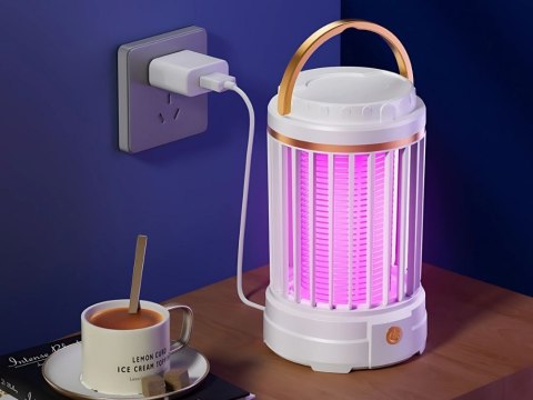 Lampa na komary owadobójcza uv led wisząca akumulatorowa 2 tryby z lampką