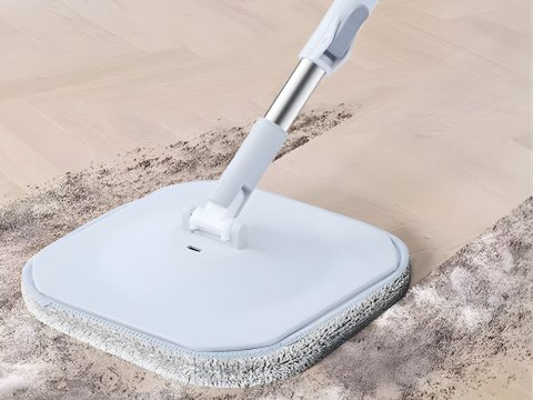 Mop płaski kwadratowy z wiadrem rotacyjnym odpływ nakładka z mikrofibry