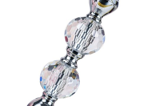 Świeczniki lampiony glamour metal szkło kryształowe komplet chromowy 3 szt