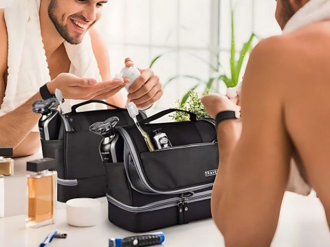 Kosmetyczka podróżna ogranizer z haczykiem duża unisex wodoodporna czarna