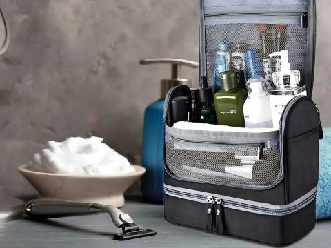 Kosmetyczka podróżna ogranizer z haczykiem duża unisex wodoodporna czarna