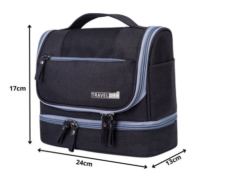Kosmetyczka podróżna ogranizer z haczykiem duża unisex wodoodporna czarna