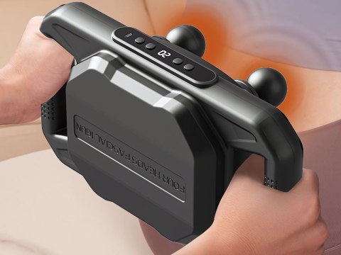 Masażer do ciała mocny 4 głowice 20 stopni siły + 6 trybów impulsowych usb